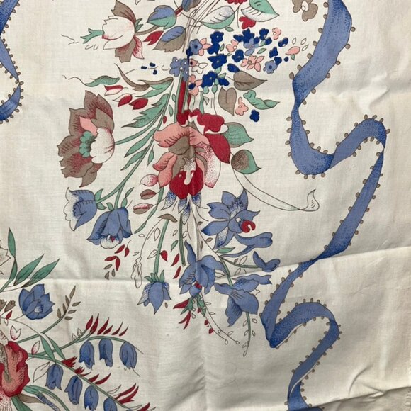 Laura Ashley Vintage cotton white blue pink floral print large scarf - Picture 5 of 8